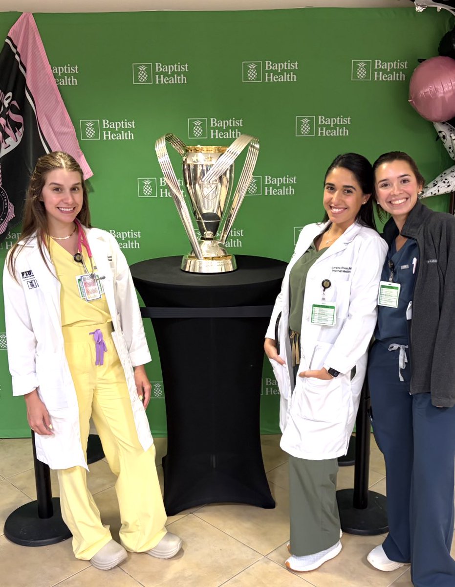 BaptistHealthSF's tweet photo. At the height of World Cup fever, the MLS Cup trophy won by @intermiamicf in 2025 stopped by Baptist Health Baptist Hospital! We loved the visit and seeing the smiles it brought to our employees. Thanks for making our day! 🍍 https://t.co/Uk9nwqV873