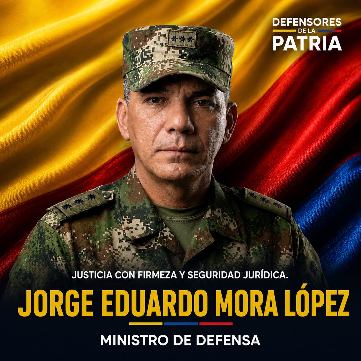 JohnMiltonR_'s tweet photo. Felicito al General Jorge Eduardo Mora López por su designación como Ministro de Defensa.

Su experiencia representa un gran aporte para seguir fortaleciendo la seguridad, la institucionalidad y el propósito de una Patria Milagro.

Así el presidente @ABDELAESPRIELLA sigue formando un gabinete de alto nivel para los mejores resultados del País 

#AbelardoPresidente #FirmesPorLaPatria #PatriaMilagro