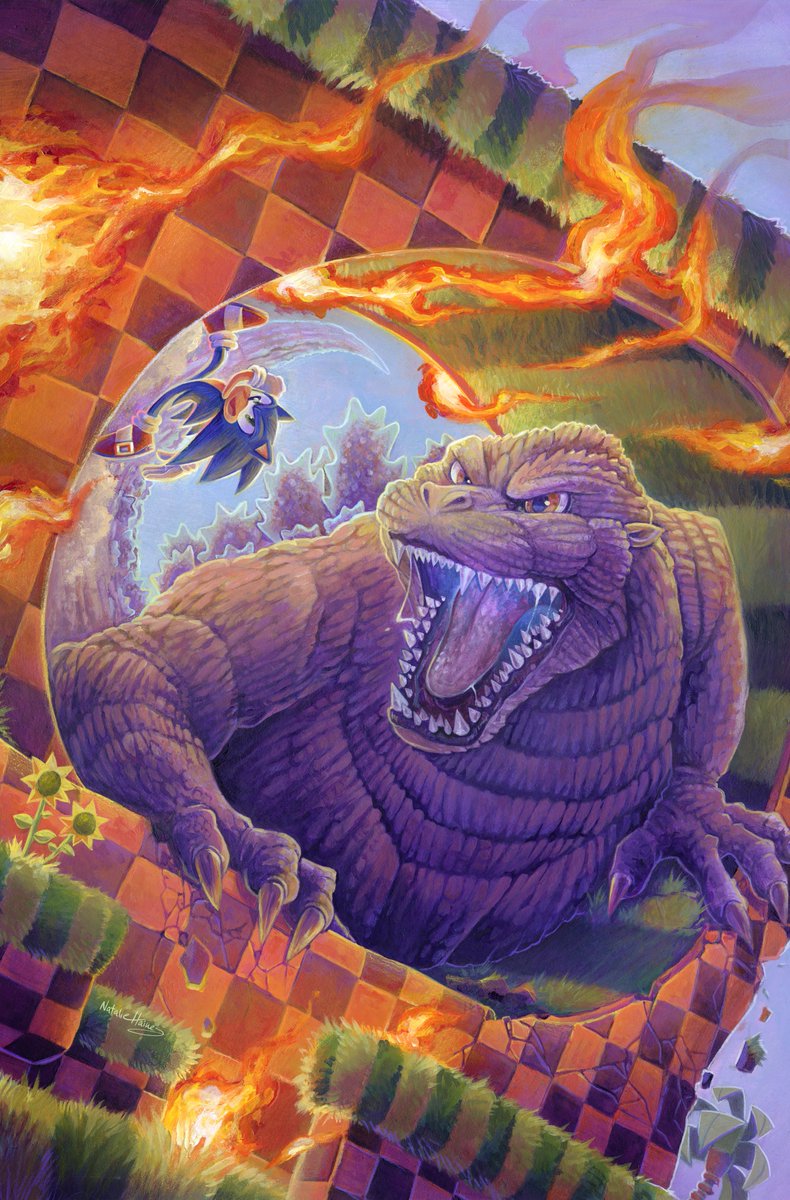 Ls1389's tweet photo. My SDCC exclusive IDW Sonic x Godzilla issue 1 cover!! 🔥🔥🔥 + pencils and the thumbnail
I'll be with writer @nickmarino at the IDW booth doing a signing during the con 👀 keep an eye out for the schedule and stop by to say hi and snag a copy! https://t.co/XEH8uWJXm3