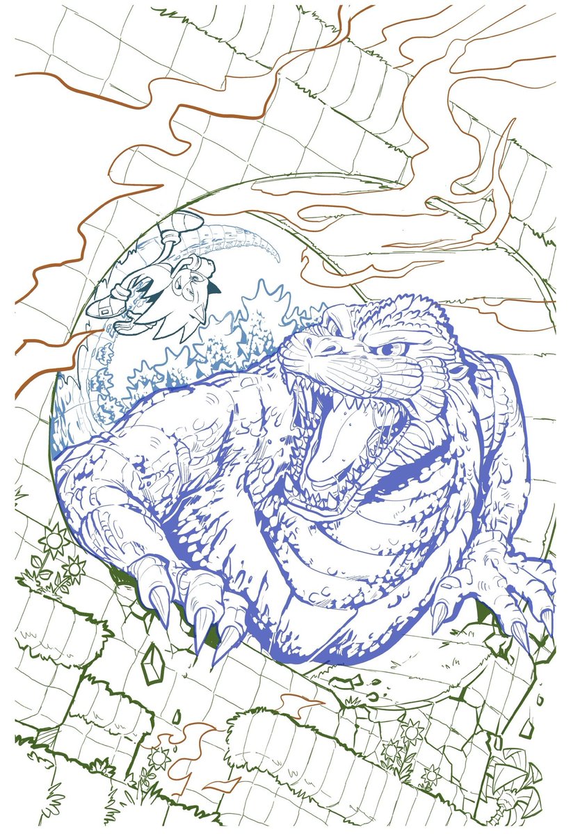 Ls1389's tweet photo. My SDCC exclusive IDW Sonic x Godzilla issue 1 cover!! 🔥🔥🔥 + pencils and the thumbnail
I'll be with writer @nickmarino at the IDW booth doing a signing during the con 👀 keep an eye out for the schedule and stop by to say hi and snag a copy! https://t.co/XEH8uWJXm3