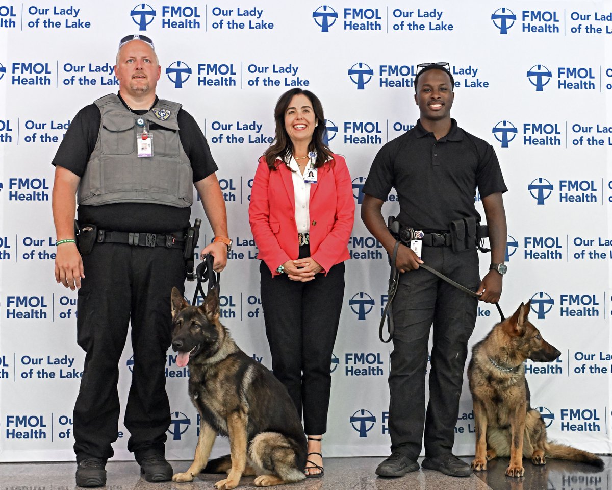 ololhealth's tweet photo. We're proud to welcome two new K-9 officers to the @FMOLHealth | Our Lady of the Lake security team! These highly trained K-9s and their handlers will help enhance safety across our Regional Medical Center and @OLOLChildrens Hospital campuses. Learn more: https://t.co/ioSUzxNdtM https://t.co/0FQlzAxHu9