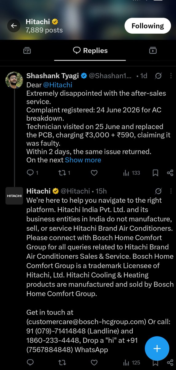 ashish_swaroop's tweet photo. @Daljeet75943203 Problem with HITACHI . They are no more catering as a real brand in India. https://t.co/iov3MG0jJ8
