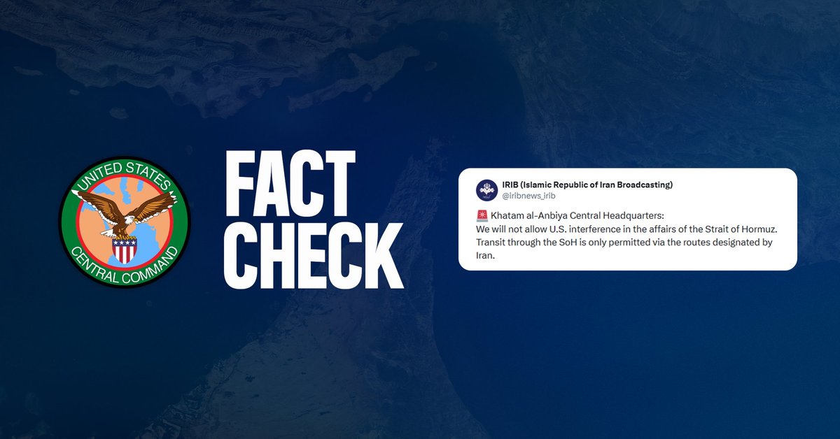 CENTCOMArabic's tweet photo. 🚫 إدعاء: تزعم وسائل الإعلام الرسمية الإيرانية أن العبور عبر مضيق هرمز مسموح به فقط من خلال المسارات التي تحددها إيران. 
✅ الحقيقة: لا تسيطر إيران على مضيق هرمز. منذ أوائل شهر مايو/ايار، ساعدت القوات الأمريكية في تسهيل العبور الآمن لأكثر من 800 سفينة تجارية و380 مليون برميل من النفط الخام عبر هذا الممر الحيوي للتجارة الدولية.