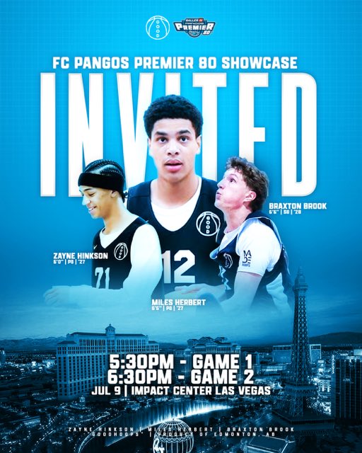GOODHoopsCo's tweet photo. Three more invitations. Another statement for Western Canada basketball. 🇨🇦

Congratulations to Miles Herbert (’27), Zayne Hinkson (’27), and Braxton Brook (’28) on earning invitations to the FC Pangos Premier 80 Showcase in Las Vegas (@fullctpress). https://t.co/SxDnjk8qaw