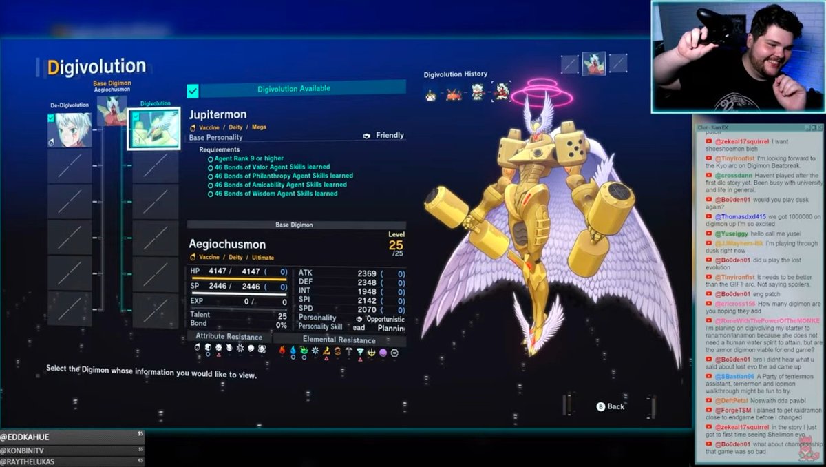Karn_EX's tweet photo. Thanks for hanging out, everyone! Man I hate to complain on day ONE of the new update but it feels somehow worse that you can see a Digivolution is ready while viewing requirements on the farm now but not actually do it unless you back out 😂 https://t.co/vzYS7ACSEe