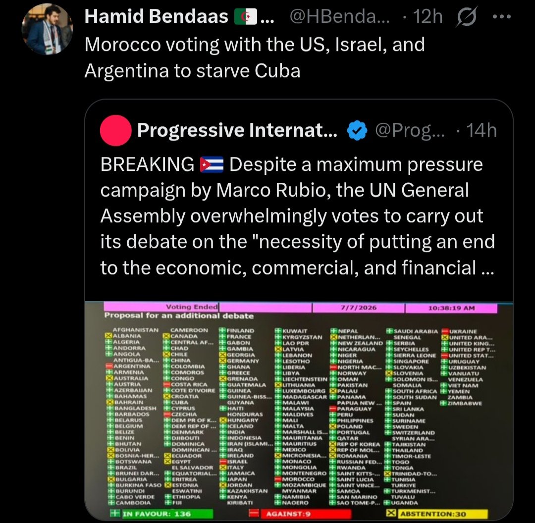 AhoraMeRindo's tweet photo. @arnesa_kustura Not their state.Abraham accords. Also last UN vote about finishing the embargo of Cuba. https://t.co/Krurqw6DUq