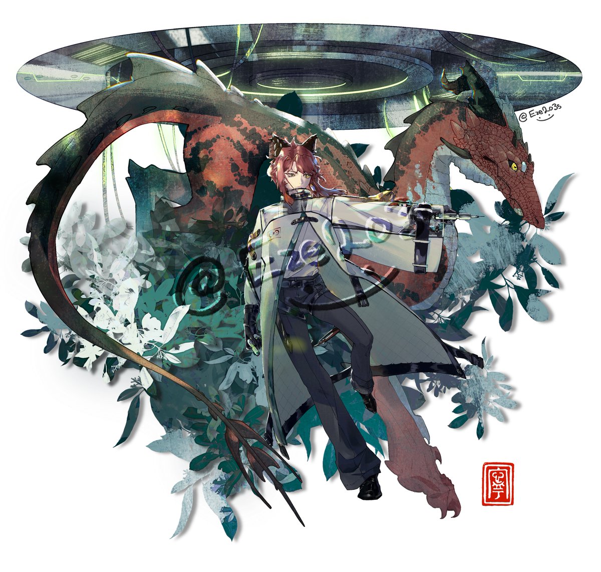 Eze2035's tweet photo. My OC as an Arknights operator — Elite 1 → Elite 2  finally finished the promotion art!  

#Arknights #ArknightsOC #明日方舟 #アークナイツ https://t.co/V6K4rxOuj8