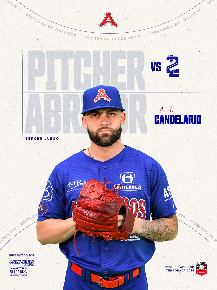 AcererosOficial's tweet photo. POR LA SERIE COMPLETA 🦾

A.J. Candelario será nuestro pitcher abridor para el último juego de la serie en territorio texano. 

🆚 Tecolotes de los dos Laredos 🦉 

📅 Jueves 9 de Julio

🕡 6:30 PM

🏟️ Uni-Trade Stadium

📺 LMB TV, NRT México, Imagen TV y Caliente MX https://t.co/lr2FlbjzHW