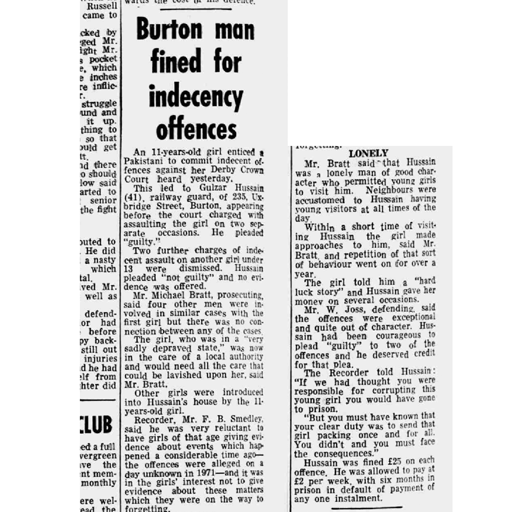 welshmaan's tweet photo. 🚨 THIS IS MENTAL.. The 250k number for grooming gang victims is WAY off.

In *1973* Burton Daily Mail reported that an 11-year-old girl "enticed" a 41-year-old Pakistani man into raping her twice, for which he was charged.

Two further charges against the man involving girls under 12 were dismissed.

The prosecutor said four other men were involved in similar cases with the first 11-year-old girl, who was described as "in a very sadly depraved state". She was later placed in the care of local authority.

It was said that many other girls were also introduced into Hussain's house by the 11-year-old victim. However, the courts were reluctant to let girls of such a young age give evidence about events that happened a considerable time ago.

The 41-year-old Pakistani paedophile was described as "a lonely man of good character, who permitted young girls to visit him. Neighbours were accustomed to Hussain having young visitors at all times of the day"

It was also said that the paedophile was "courageous to plead guilty to the offences" and that he deserved credit for it.

He got a sentence of.. a £50 fine (£2 per week)