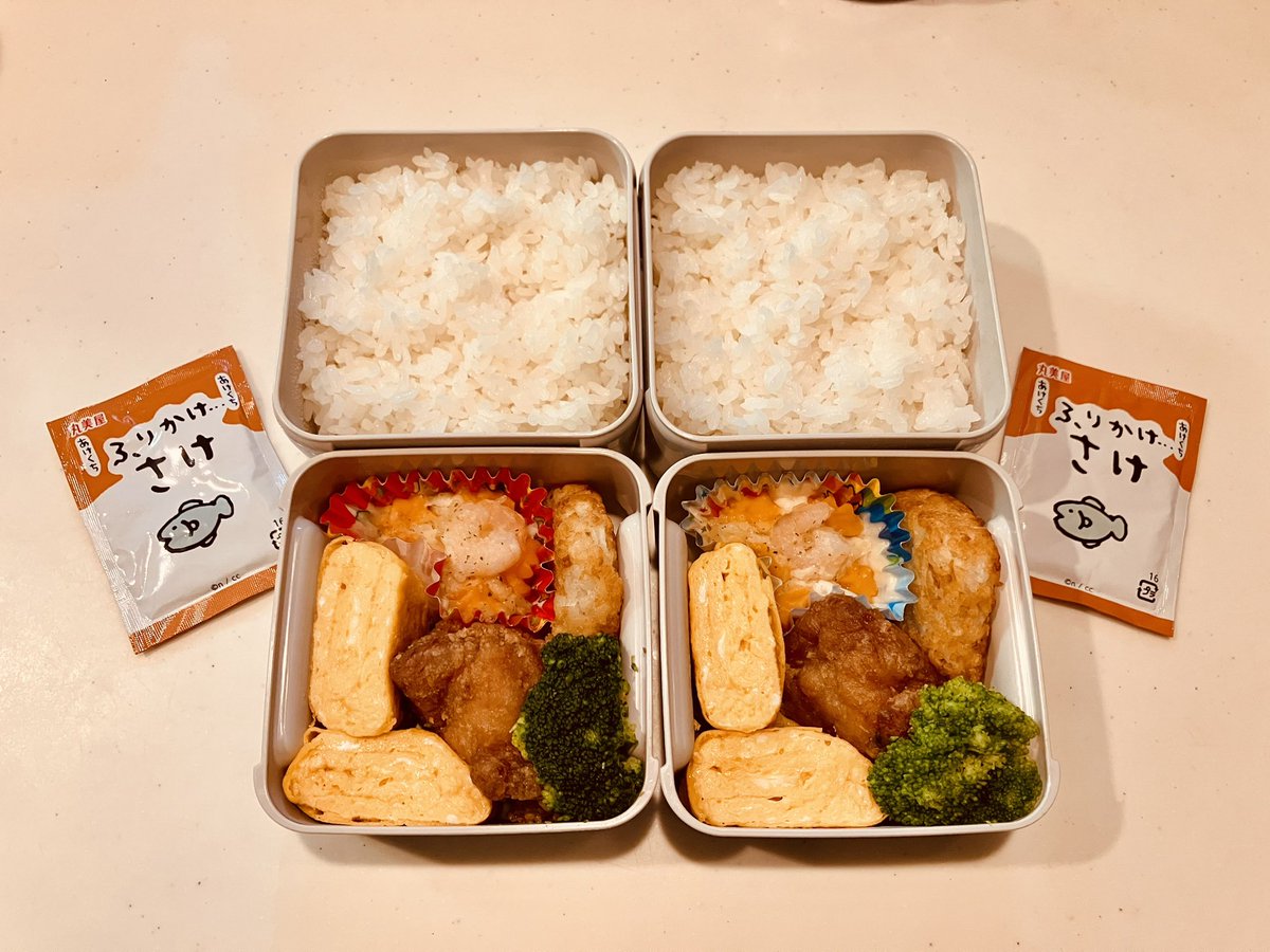 LR_handmade's tweet photo. おはようございます☀️
連日の朝練弁当と疲労蓄積で昨晩は21時半には就寝😪やっぱり私はまだまだ8時間睡眠じゃないとダメらしい…
残り4回でお弁当は一旦休みだけど3食地獄😇
 #お弁当
 #お弁当記録
 #双子女子
 #高校生弁当 https://t.co/9B9AdPgTIR