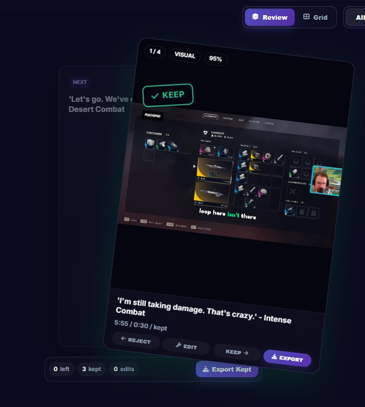 booth_wilder's tweet photo. I've been building https://t.co/4CwsYs1sNc for the last year -- an AI clipper for streamers on Twitch and Kick. Includes Just Chatting and more. Been fun. Love the development. Thanks, Claude + Codex. Very cool! https://t.co/dZs2O30wFz