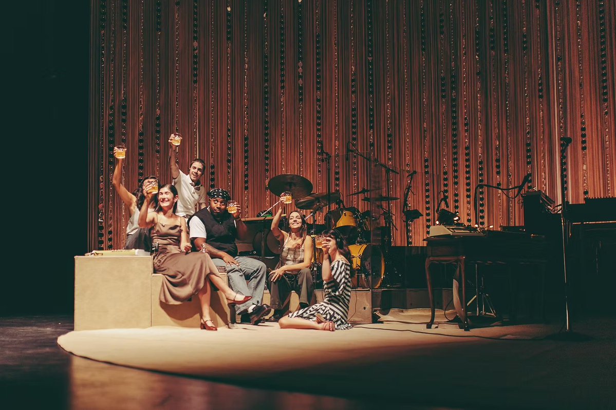 PigsAndPlans's tweet photo. Third time's the charm, as they say, and for Clairo's third album, the 1970's-inspired stage design captivated audiences around the world.⁠
⁠
The conversation pit layout of the band is a mesh between a luxe late-night TV set and a midcentury living room, equipped with carpet and mood lighting to fulfill the fantasy. He explained that "at every show, they have music that plays, and [Clairo] and the band come out, they have a drink together on stage, and I think the whole show kind of has that vibe. It's built around the idea that we wanted them to feel comfortable on stage and in their environment."⁠
⁠
Clairo's third album 'Charm' was released two years ago today.⁠