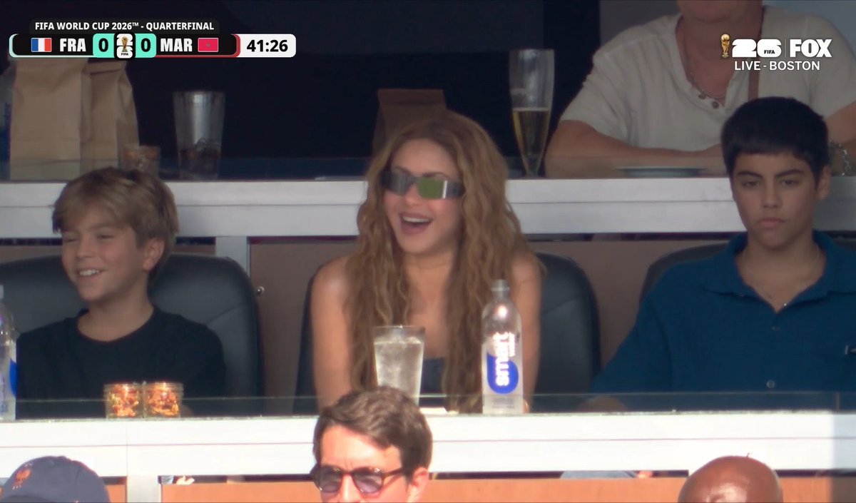 PopBase's tweet photo. Shakira attending the France vs Morocco game in Boston today. https://t.co/7maOhYEzCQ