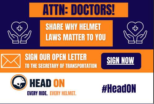 headon2026's tweet photo. ATTENTION DOCTORS!! SHARE YOUR STORY TODAY ON WHY HELMET LAWS MATTER TO YOU AND SIGN OUR PETITION BELOW! Together we can put preventable head injuries in the past! #OneDayOneVoice #HeadON #HeadInjuryAwareness #HelmetsON

https://t.co/BxtLPigxbV https://t.co/5Lu1lQEoFp