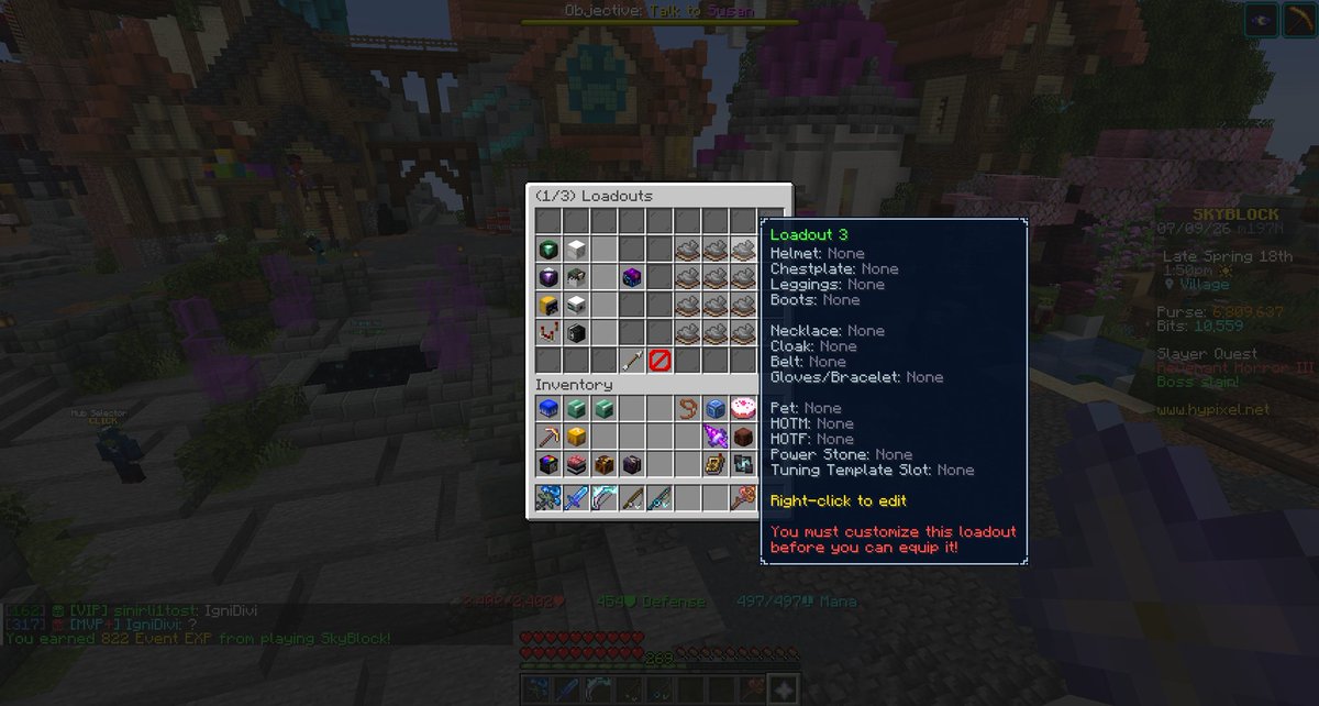 FedoraMask151's tweet photo. @HypixelNetwork The change to loadouts wiped out my whole wardrobe. 😭 https://t.co/OQVVgorJBX