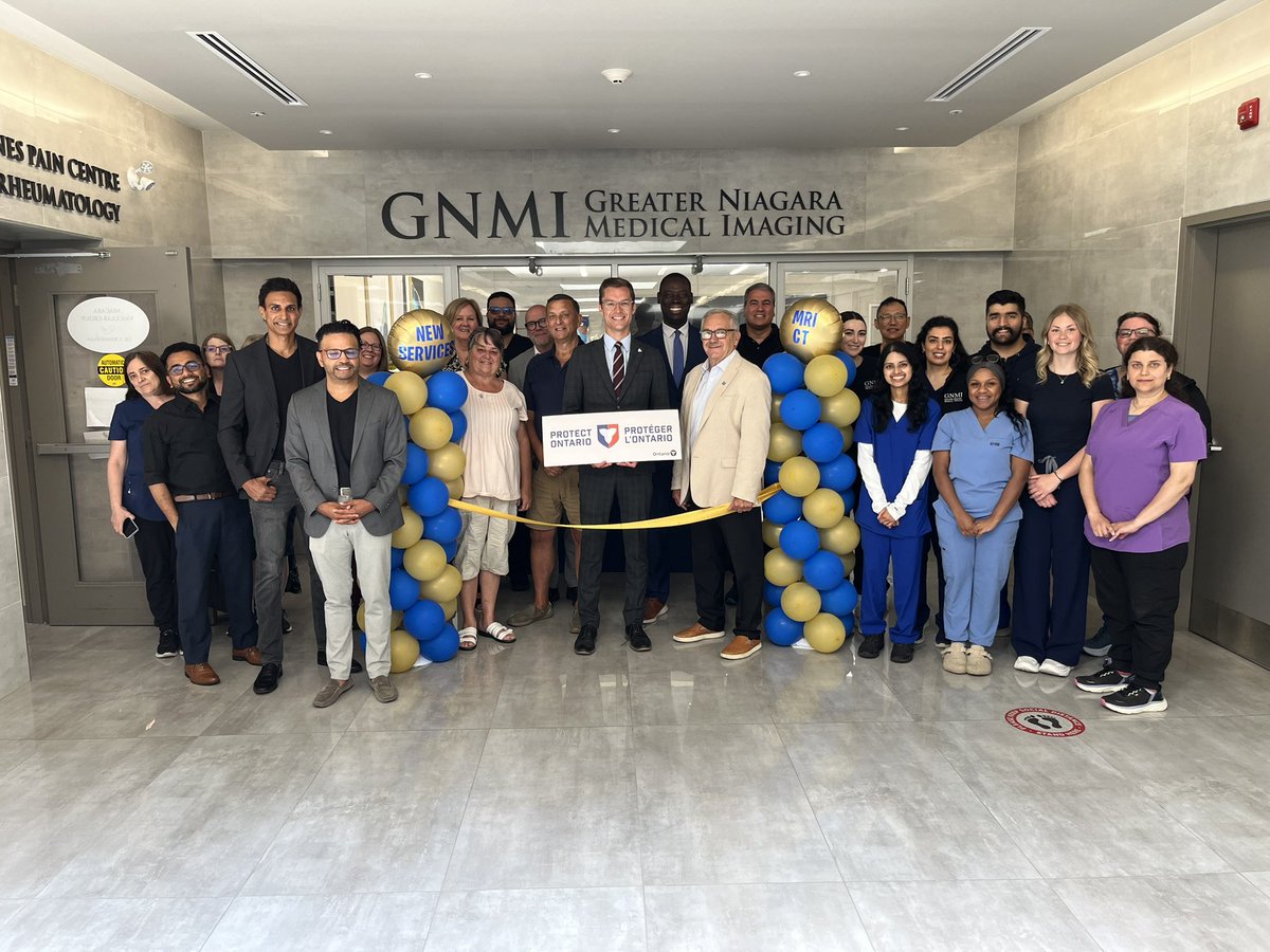 samoosterhoff's tweet photo. Cutting wait times for MRI and CT scans in Niagara by doubling the number of MRIs from three to six, and adding two new CT scans! 🩻🩺
Today, we cut the ribbon on a massive expansion at GNMI in St Catharines. This new expanded diagnostic clinic is now in operation and seeing patients every day, with funding from @SylviaJonesMPP @fordnation to make sure patients get care when and where they need it.
Huge thank you to the frontline staff who make it happen!
