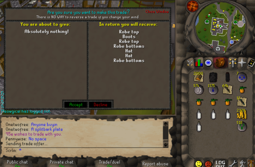 G6BTW's tweet photo. Overstayed my welcome at Seers bank. I hired a man to fetch me 1k flax, blood oath with @Jay_Trades_04 to obtain items for Edgar's, then purchased swag, it was buy 1 get 1. https://t.co/uThc6xwuT1