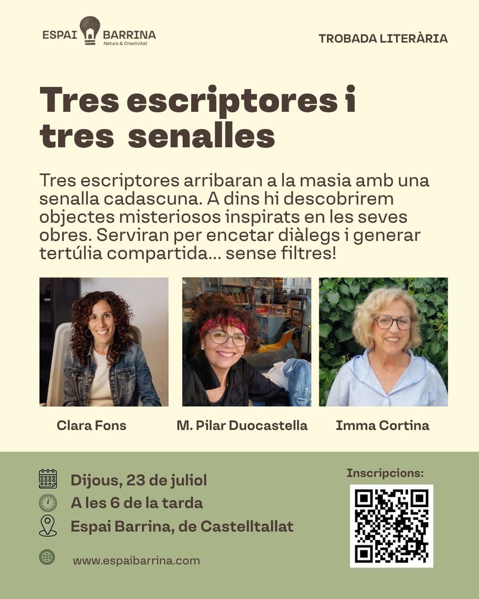 pduocastella's tweet photo. Cal inscripció prèvia. Preu del tast: 15 €)

📅 Quan: 23 de juliol | 18.00 h
📍 On: Espai Barrina, masia Cal Prat Barrina de Castelltallat
 Inscripcions: https://t.co/3Ox4UbAfjf https://t.co/WRb3JGHRqg