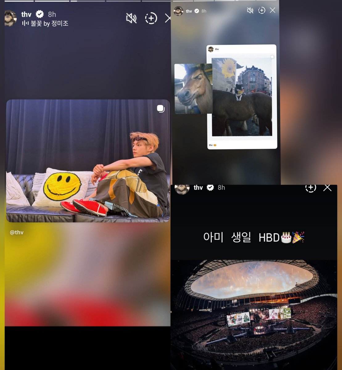 Lovly_mochitwin's tweet photo. TAE'S INSTA UPDATE & STORY 📸
🐻: 🧇
🐻: 아미 생일 HBD 🎂🎉(ARMY's B'DAY HBD)
Tae blessing us with all these pretty pics so good to see he had a good time 🥹💜
#태형 #V #Taehyung #뷔
#BTS #방탄소년단 #ARMY_DAY https://t.co/Jn8TYYZSVH