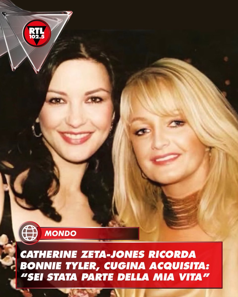 rtl1025's tweet photo. ❤️ L'attrice britannica Catherine Zeta-Jones ha ricordato sui social la cantante Bonnie Tyler, scomparsa oggi all'età di 75 anni, pubblicando una loro foto insieme. Le due erano legate non solo dalla stima professionale, ma anche da un profondo rapporto d'amicizia nato dal fatto che Tyler fosse sposata da decenni con Robert Sullivan, cugino di #CatherineZetaJones. Ad accompagnare l'immagine che ritrae le due donne insieme, una commovente dedica:
"Il mio cuore è spezzato dalla notizia che la nostra carissima #BonnieTyler è morta. Bonnie era sposata con mio cugino e ha fatto parte della mia vita. Siamo fotografate qui insieme la notte prima del mio matrimonio. Ha cantato e fatto scintille al mio matrimonio. Una donna straordinaria con una voce all'altezza. Un'artista unica nel suo genere, che avrebbe potuto facilmente diventare una comica perché era una delle persone più divertenti che abbia mai incontrato. Grazie Bonnie per la gioia che hai portato a così tante persone.
Dormi bene, bella signora. Vi daremo per sempre il benvenuto sulle colline del Galles.
Il mio amore a Robert e alla famiglia. Dio vi benedica"

📸: Catherine Zeta-Jones via ig