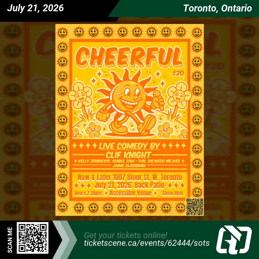 Ticketscene's tweet photo. Join host Kelly Zemnickis (CBC Radio's LOL) and some of her funniest friends for an evening of laughter on the back patio of Now & Later on Tuesday, July 21, 2026 at 8:00 pm
Get your tickets online https://t.co/pLXbZnSKKp
#toronto #torontoevents #comedy #livecomedy https://t.co/39ghHXZUS1