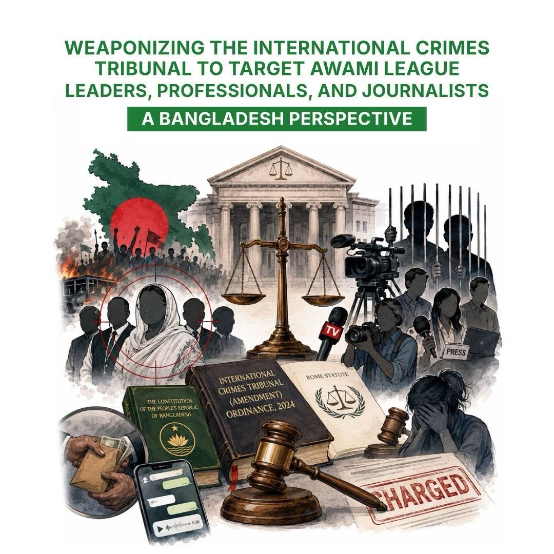 albd1971's tweet photo. Can justice survive when it is perceived as a weapon of politics?
---
The International Crimes Tribunal was established to hold perpetrators of the 1971 genocide accountable. Today, however, its credibility is increasingly being questioned.

The tribunal has expanded far beyond its original mandate, with over 27 cases naming more than 205 individuals, many of them linked to the Awami League. Political affiliation is increasingly being treated as grounds for prosecution rather than individual criminal responsibility.

The concerns extend beyond politicians. Veteran journalist and human rights activist Shahriar Kabir, retired Justice AHM Shamsuddin Chowdhury Manik, and journalists Farzana Rupa and Mozammel Babu have all become subjects of ICT-related proceedings. More than 100 journalists have also voiced concerns about what they describe as a lack of transparency and judicial independence in the tribunal's recent operations.

Justice must never depend on political identity. Whether accused or accuser, every individual deserves due process, an impartial tribunal, and a fair trial based solely on credible evidence. Bangladesh's democracy will be strengthened not by selective accountability, but by a justice system that commands the trust of all its people.

👉 https://t.co/G0avi76haA
#Bangladesh #Justice #RuleOfLaw #HumanRights #PressFreedom #Democracy