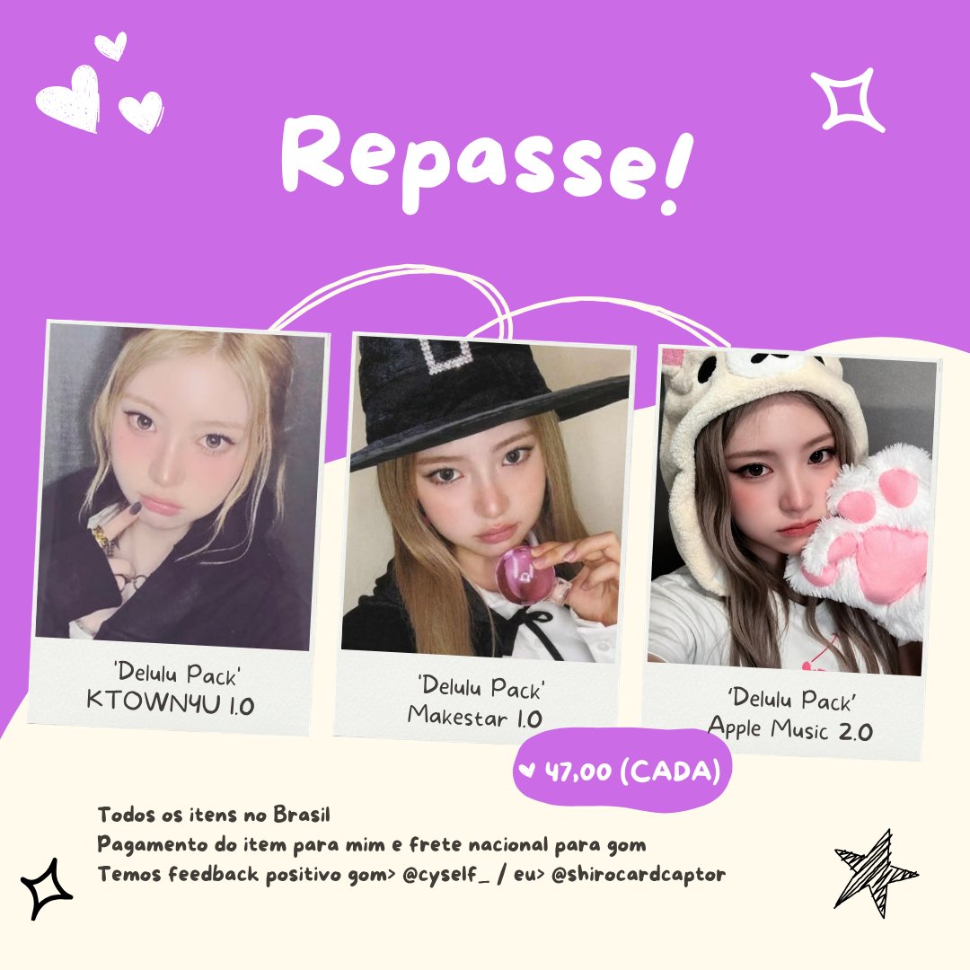 shirocardcaptor's tweet photo. 🎀 REPASSE HAUM 🎀 

47,00 (CADA) pra mim + Frete nacional para gom 

Todos os itens no Brasil 
Pagamento imediato 
Temos feedback positivo gom> @cyself_  / eu> @shirocardcaptor 

#Haum #KiiiKiii venda vendo troco repasse https://t.co/iveDdrrmbx