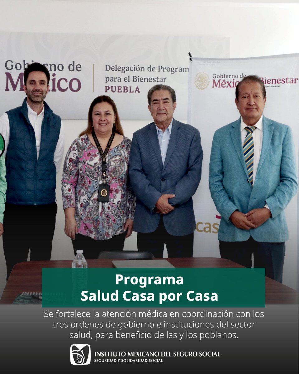 Imss_Pue's tweet photo. 🏥🤝 La titular del #IMSSPuebla 💚, la Dra. Magda Tinajero Esquivel 👩🏻‍⚕️, participó en la reunión semanal de seguimiento de la estrategia Salud Casa por Casa, donde, en coordinación con autoridades de los tres órdenes de gobierno e instituciones del sector salud, se revisaron los avances y acciones para fortalecer la atención médica de la población.
Con trabajo conjunto y permanente, el IMSS Puebla reafirma su compromiso de acercar servicios de salud con calidad, oportunidad y un enfoque preventivo para el bienestar de las y los poblanos. 💚
@IMSSBPuebla
@IssstePuebla
@ISSSTEP
@Gob_Puebla