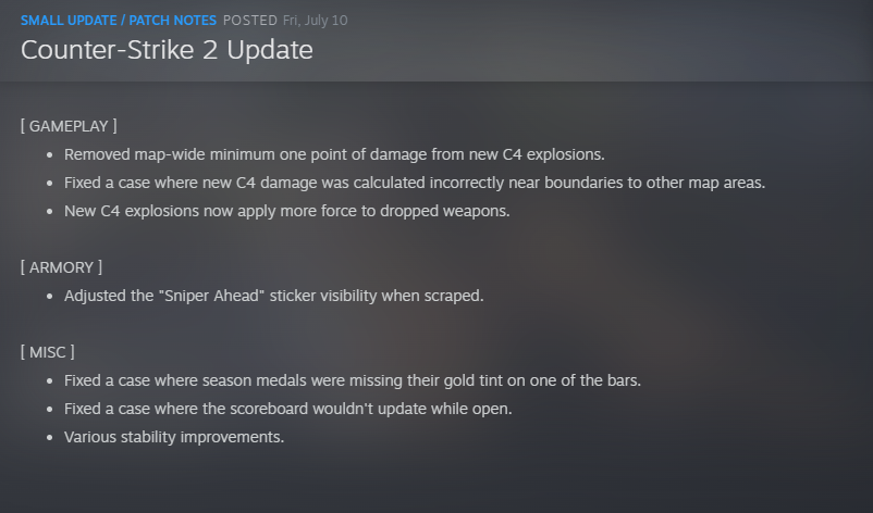 cs2news's tweet photo. New Counter-Strike 2 update released✅ https://t.co/S7Tuyz5sTJ