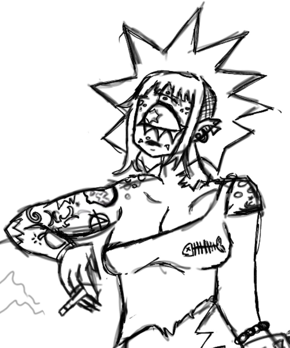 yuriosn4ke's tweet photo. me when I love making sketches of punk cherri but never finishing them, ahhh https://t.co/9ibyHw1j63