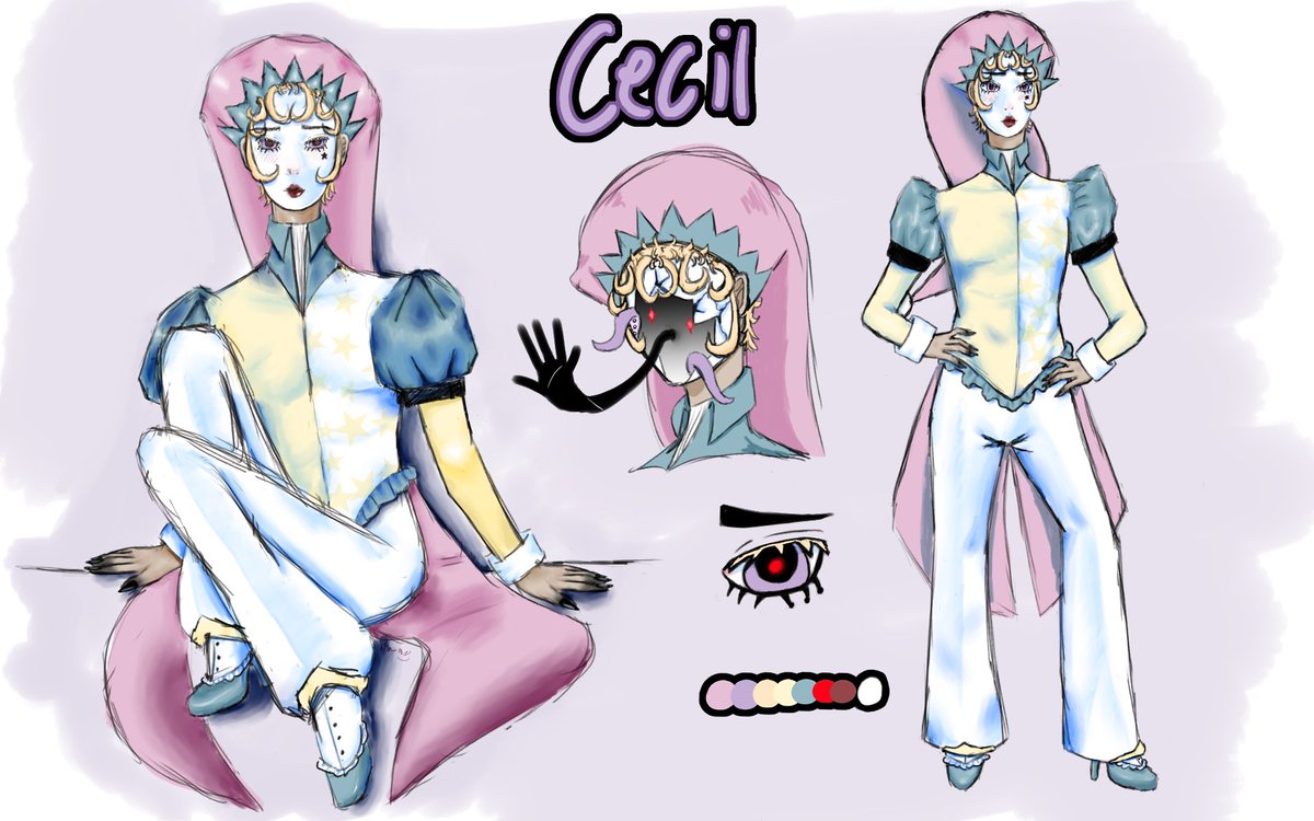 Crucifixheart's tweet photo. Here's the ref sheet for my Eldritch Jester oc, Cecil!! And my ID for #artfight2026 #artfightㅤ https://t.co/ZPSWGyWVSU