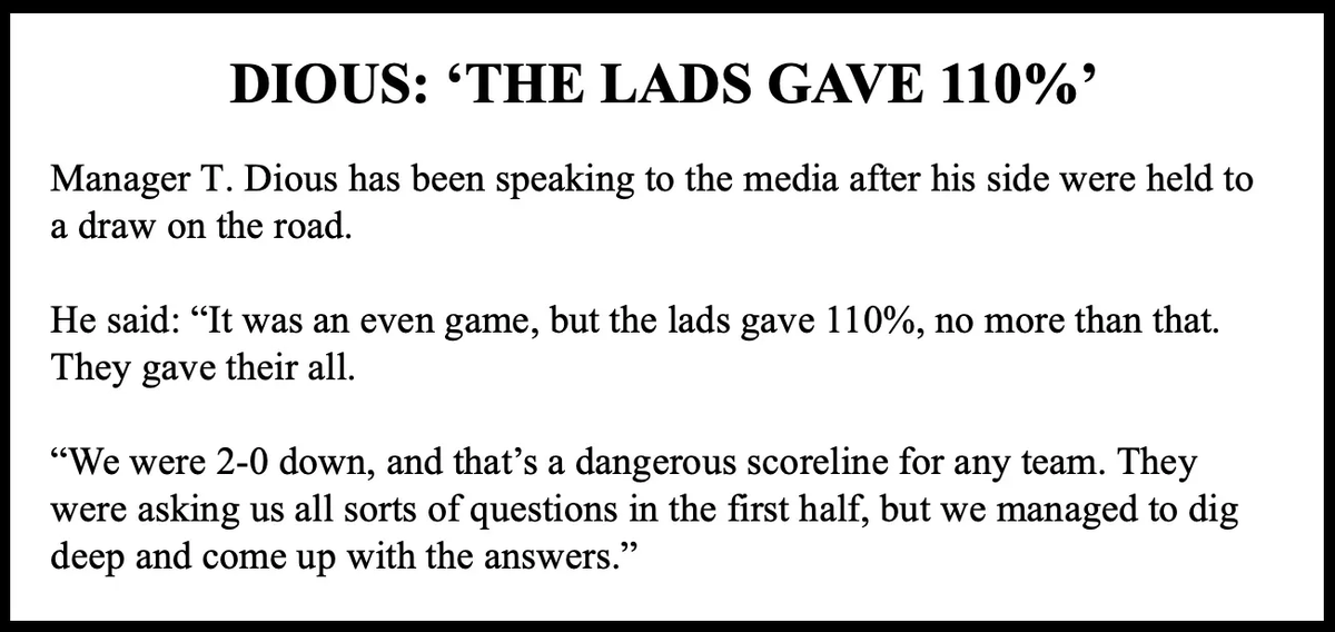 RowZMag's tweet photo. 🗣️ Everyone's favourite manager, Mr Dious, has been speaking to the media. 

Read all this and more in The Media Zone, available in the new issue from The View From Row Z, out now!

Read here: https://t.co/TpLgcs64Rf https://t.co/tT1gfcLu6X