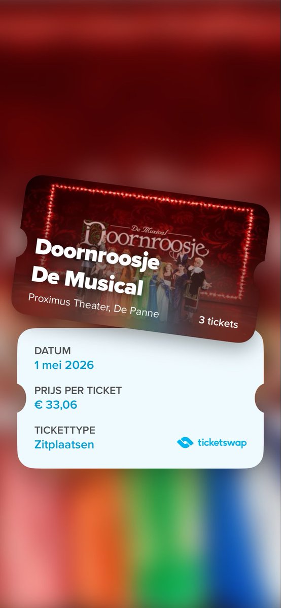 ManuelaH__'s tweet photo. Te koop!
3 tickets voor Doornroosje de musical in De Panne, 29 augustus om 13u! 🌹
€30 per ticket, rij ZA 😊

https://t.co/nsjYiHcWp7 https://t.co/czWuWHsVzd