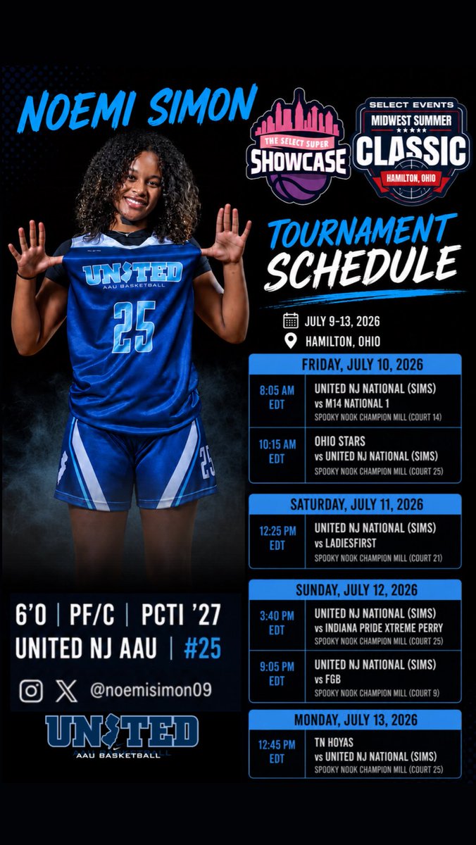 noemisimon09's tweet photo. 🚨UPDATE🚨
Updated Schedule!!
6'0 | PF/C | PCTI '27 | United NJ AAU https://t.co/7MKxuXVil7