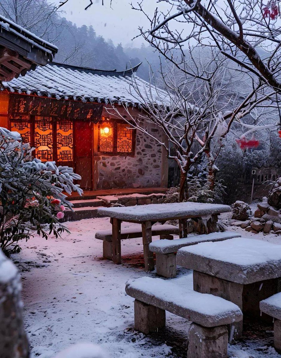 JessicaFra46f9's tweet photo. Just woke up to the first light snow of this winter—soft white flakes sticking to every branch, turning the whole yard into a gentle, quiet wonderland. Perfect warm cocoa waiting on the table!， https://t.co/IU3pcCK4Uv