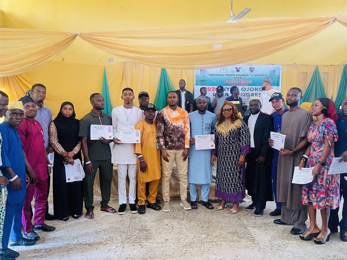 NYCNLagos01's tweet photo. Today, Ojokoro Local Branch of NYCN Lagos successfully concluded its Elective Congress following the expiration of the previous administration.

Congratulations to Comrade Sulaimon Azeez Emmanuel on his emergence as Coordinator, alongside his Cabinet — we wish you a fruitful tenure.

Special appreciation to the leadership and members of the branch for a process marked by character, selflessness, and purpose, and to the Executive Chairman of Ojokoro LCDA and other stakeholders for their continued support of the Youth Council.

 I am also deeply honored to have been decorated with an Award of Excellence on this occasion. I sincerely appreciate this recognition and dedicate it to continued service to our great youth structure.

Our mandate remains clear: building structures that are vibrant, productive, and reaching their full potential.