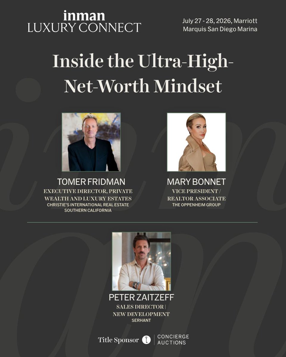 InmanConnect's tweet photo. The ultra-wealthy don't buy a home the way anyone else does.

This LUX session breaks down how they actually think, so you can read what's really driving the decision and be the one who gets it right. 

Register here: https://t.co/kAlyPiKuLy 

#LuxuryRealEstate #InmanConnect https://t.co/4loBEQGotL