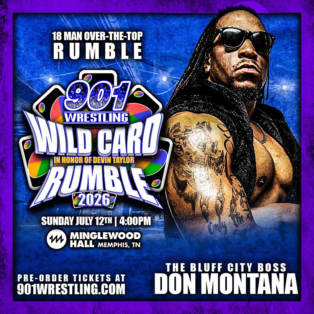 The901Wrestling's tweet photo. 💥 Don Montana RETURNS!!!

📰 Found out first in the 901 newsletter, The Bluff City Boss is back and in the #WildCardRumble

👀 Don't miss his big return in the biggest #Rumble ever this Sunday, July 12th live at Minglewood Hall https://t.co/FEW3cFP8mC