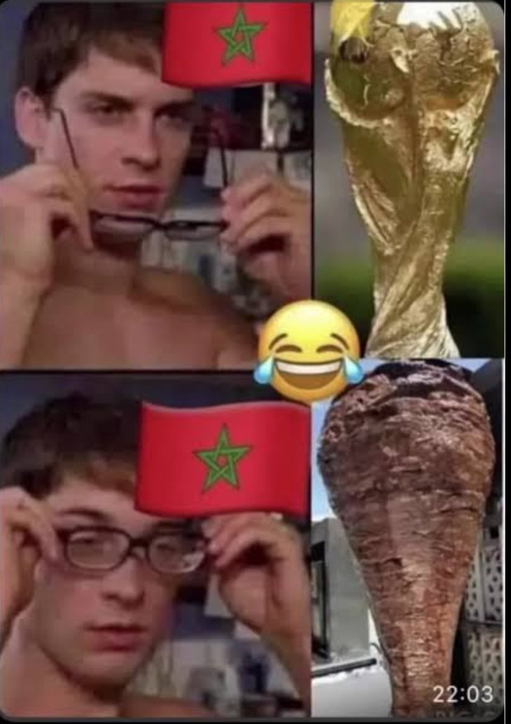 dontwantmonkey's tweet photo. Minuit, c'est l'heure d'aller au lit !

Courage les marocains, vous étiez bien trop sur de vous 😎😎😎 ça vous apprendra ! 

#MARFRA https://t.co/K15MfRAb9U