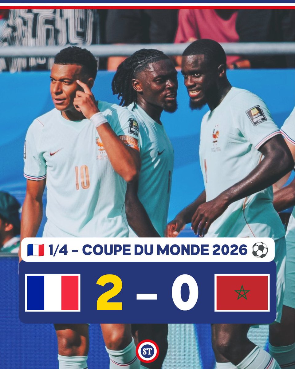 sportricolore's tweet photo. 🇫🇷 LA FRANCE EN 1/2 DE LA COUPE DU MONDE ❤️

Très belle victoire de nos tricolores face au Maroc (2-0) 💥

Merci pour les émotions messieurs. 

📸 FFF https://t.co/RCgJNFFytF