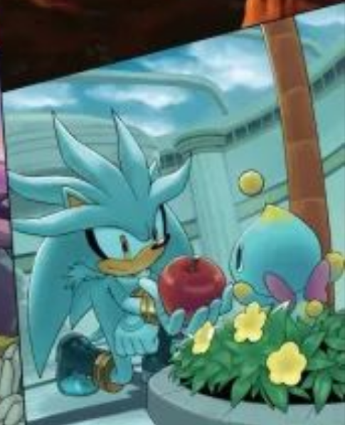 PrettyFluffyBoy's tweet photo. I know the Chao love to see Silver coming. He happily gives out food and presents and cuddles every time he comes across them. He's very generous. Gentle and protective, too.

They're one more aspect of the past that Silver is in awe of because it didn't exist in Crisis City. https://t.co/cgaqtWIoqR