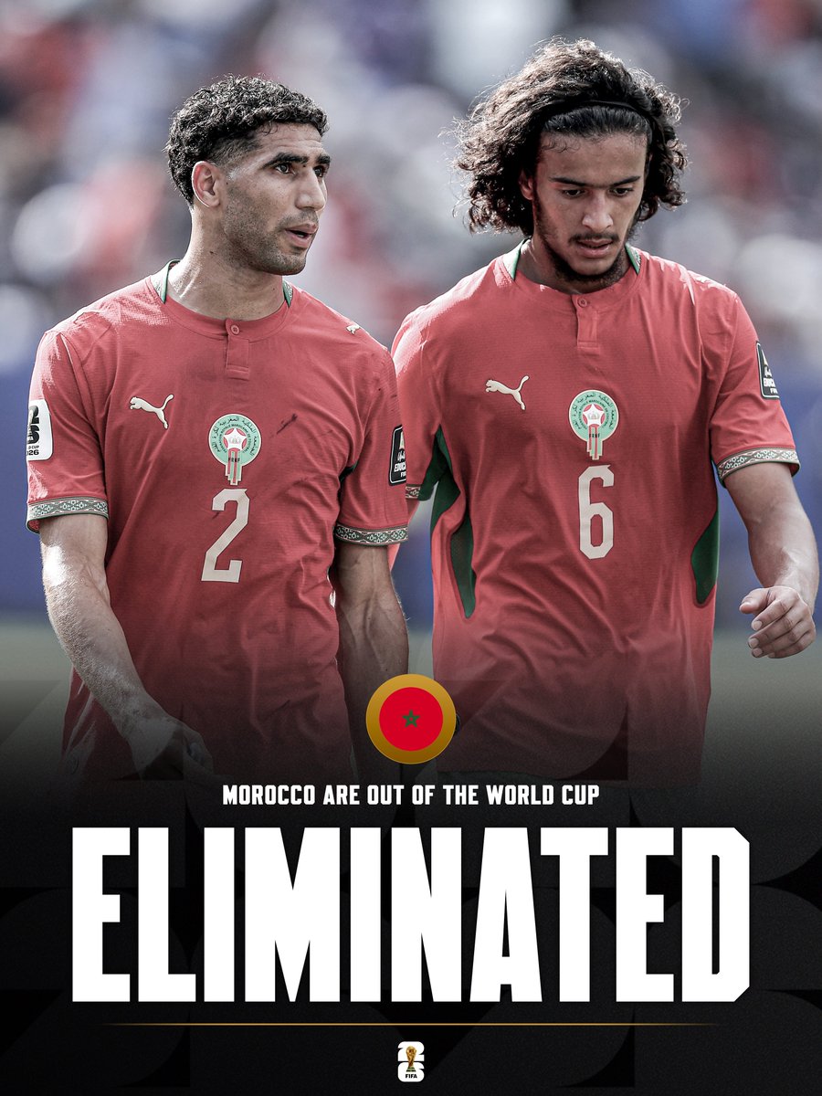 Driqdriq15's tweet photo. Morocco's World Cup journey ends here, but their spirit won't be forgotten.

They represented Africa with pride and gave fans moments to remember. 🇲🇦👏
#MARFRA #FIFAWorldCup2o26 #FARMAR https://t.co/d8ARxkaNol