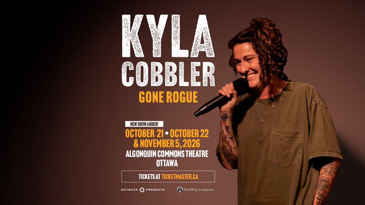 ACT_Ottawa's tweet photo. Due to massive demand, breakout Irish comedian Kyla Cobbler has added a 3rd Ottawa show! See her hit debut 'Gone Rogue' at ACT☘️🔥

📅 Wednesday, October 21st, 2026 at 7:00 PM
🎟️ Info &amp; link in our bio!
🌟 Algonquin students get $10 off with a valid student ID https://t.co/UQOl3bQQ7V