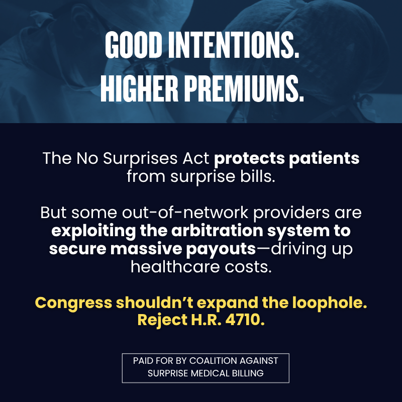 NoSurpriseBills's tweet photo. One surgery.

The surgeon earned $1,843.

The surgical assistant received more than $50,000 through an arbitration loophole.

Don't expand the law allowing this fraud, waste, and abuse.