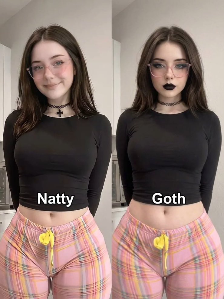 willowgoththe's tweet photo. which version of me would you take on a date? natty or goth? https://t.co/tnXYL94wkg