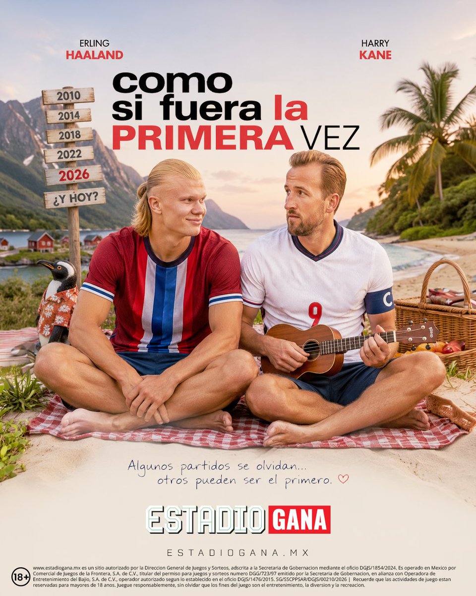 EstadioGana's tweet photo. ¡El blockbuster del verano! 🏖 
Como si fuera una comedia romántica, Noruega e Inglaterra se enfrentan por primera vez en Mundiales.  ¿Quién avanza a semis? 
#JuegaEnNuestraCancha y apuesta por Haaland anotando y avanzando en +279 en https://t.co/kiTnUUE70i    

Obtén tu freebet de bienvenida de $1,000 MXN ¡Registrate ahora! 🎁    

#FIFAWorldCup #WorldCup2026 #WeAre26 #FWC26 #CopaMundialFIFA #NORENG