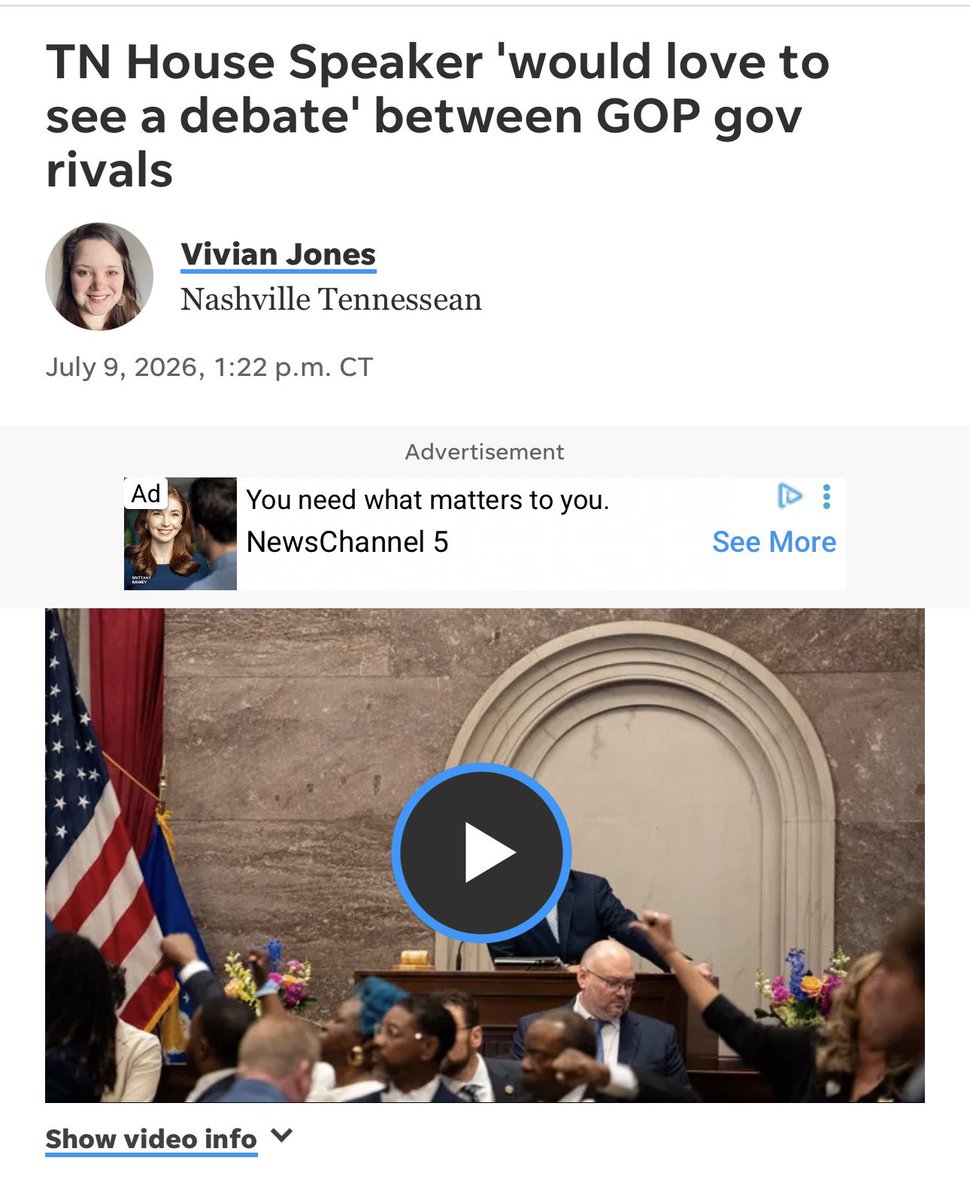 PhilNvestigates's tweet photo. “I would love to see a debate. I think that’s what Tennesseans want,” Tennessee House Speaker Cameron Sexton, R-Crossville, told The Tennessean. “It’s hard to see the differences from the TV ads, and when one gets up to speak … and you don’t have the interaction.” https://t.co/oEgBBGhtKL