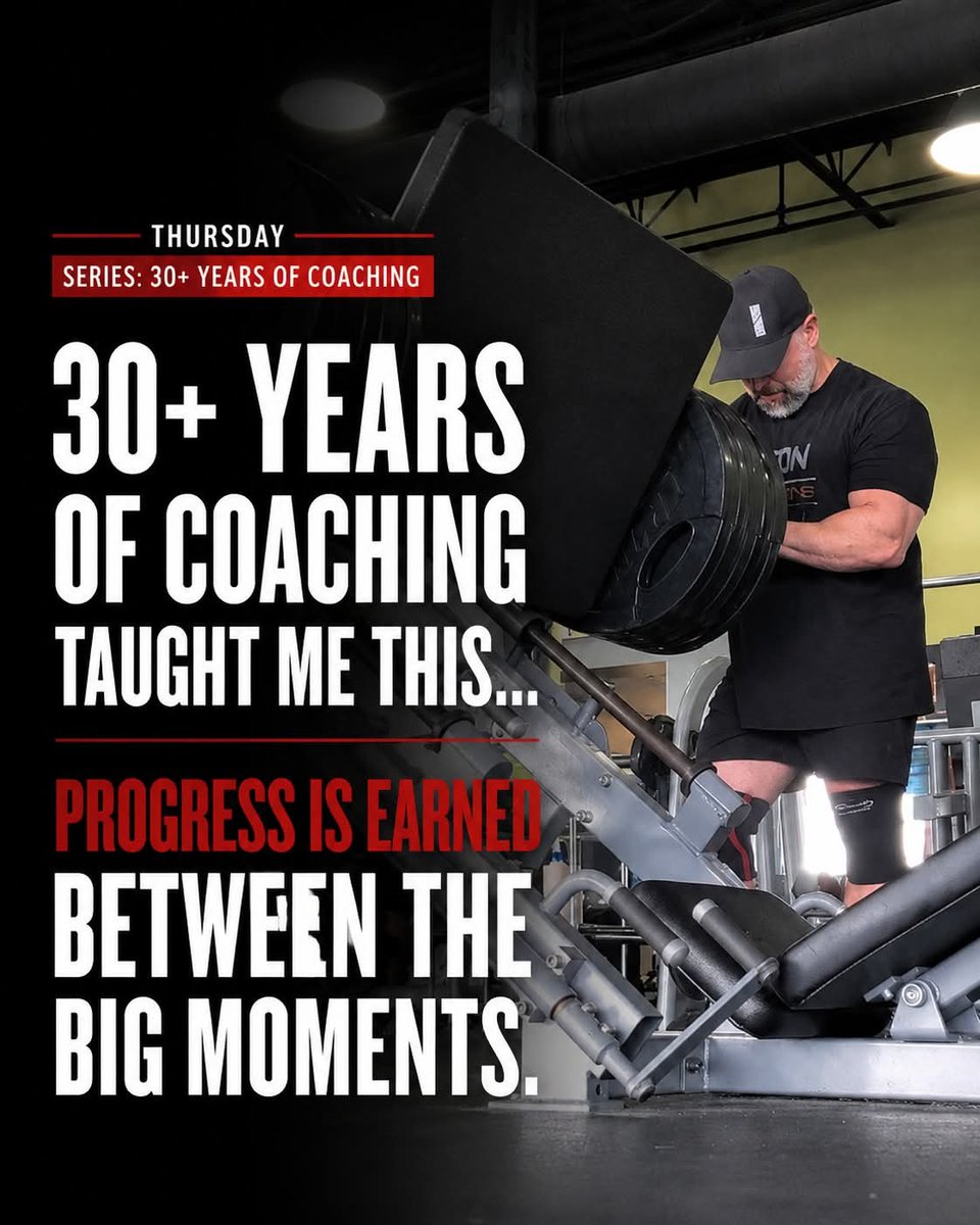 JamesCipriani's tweet photo. After more than three decades of coaching, I've realized something...

People remember the milestones.

The first pull-up.
Losing 50 pounds.
A personal record.

But those moments aren't what changed them.

What changed them were the hundreds of ordinary days no one talks about.

The workouts they almost skipped.
The meals they prepped anyway.
The mornings they showed up tired.

Progress isn't built on your best day.
It's built on all the normal ones.

#Consistency #TrainSmart #Results