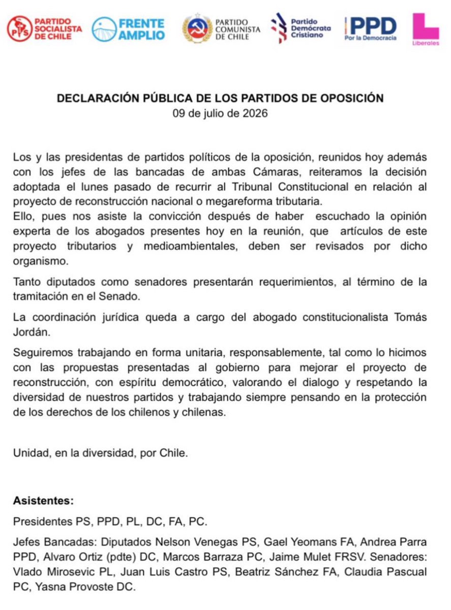 JDCdeChile's tweet photo. 🔴La DC recurrirá al Tribunal constitucional por la Mega reforma. 

Nuestro reconocimiento a @PinillaDiputado por hacer reserva de constitucionalidad en la cámara de diputados👏

A nuestro Presidente @alvaroortizv por llevar la voz de nuestro partido a la mesa de la oposición👏

Y a nuestro camarada @tomasjordanD por liderar la estrategia jurídica de la oposición ante la Mega reforma👏

La Democracia Cristiana al servicio de Chile y su gente👏👏🇨🇱