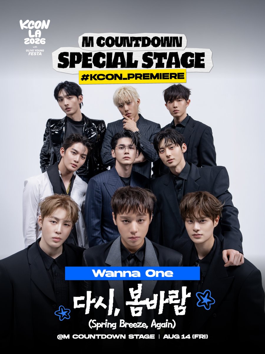 kconusa's tweet photo. [#KCONLA2026] M COUNTDOWN SPECIAL STAGE 

✨ 𝗪𝗮𝗻𝗻𝗮 𝗢𝗻𝗲
🎵 다시, 봄바람 (Spring Breeze, Again) - Wanna One

🍀AUG 14 (FRI), M COUNTDOWN STAGE

Be part of an unforgettable moment!

𝐆𝐄𝐓 𝐘𝐎𝐔𝐑 𝐓𝐈𝐂𝐊𝐄𝐓 𝐍𝐎𝐖!
🎟️ https://t.co/ANYHzUuKb5 

🔗Ticket Info 
https://t.co/iJRABamsFz

-
KCON LA 2026
AUG 14-16
https://t.co/0wcVXgZVPl Arena, LA Convention Center

Let’s #KCON